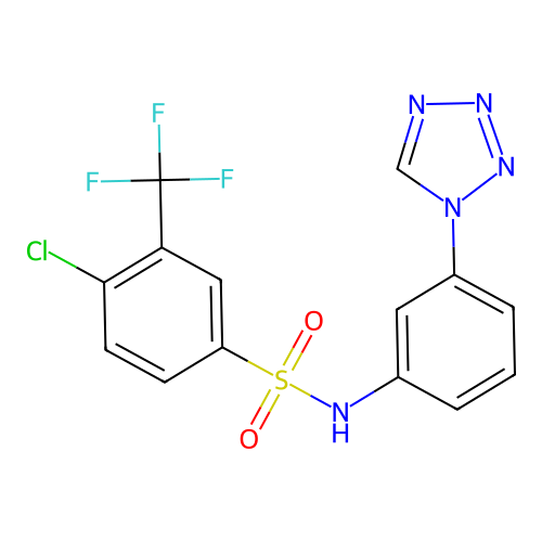 4-chloro-N-[3-(1H-tetrazol-1-yl)phenyl]-3-(trifluoromethyl)benzenesulfonamide structure