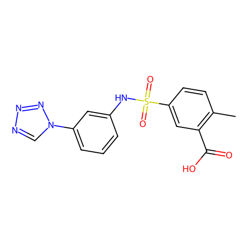 2-methyl-5-{[3-(1H-tetrazol-1-yl)phenyl]sulfamoyl}benzoic acid structure