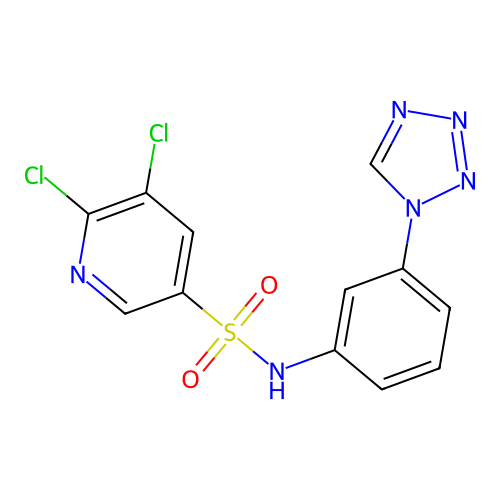 5,6-dichloro-N-[3-(1H-tetrazol-1-yl)phenyl]pyridine-3-sulfonamide structure
