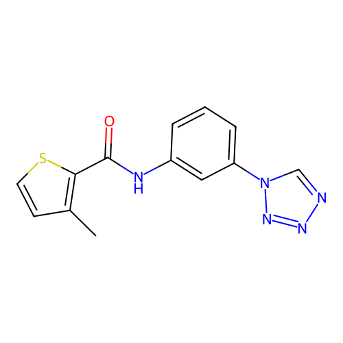 3-methyl-N-[3-(1H-tetrazol-1-yl)phenyl]thiophene-2-carboxamide structure