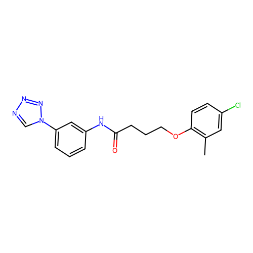 4-(4-chloro-2-methylphenoxy)-N-[3-(1H-tetrazol-1-yl)phenyl]butanamide structure