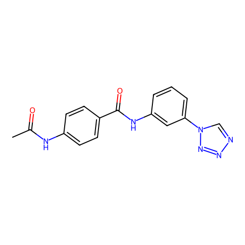4-(acetylamino)-N-[3-(1H-tetrazol-1-yl)phenyl]benzamide structure