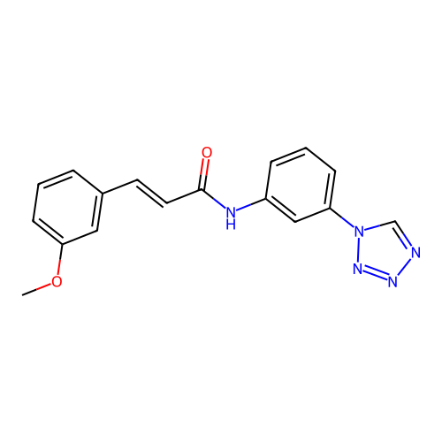 (2E)-3-(3-methoxyphenyl)-N-[3-(1H-tetrazol-1-yl)phenyl]prop-2-enamide structure