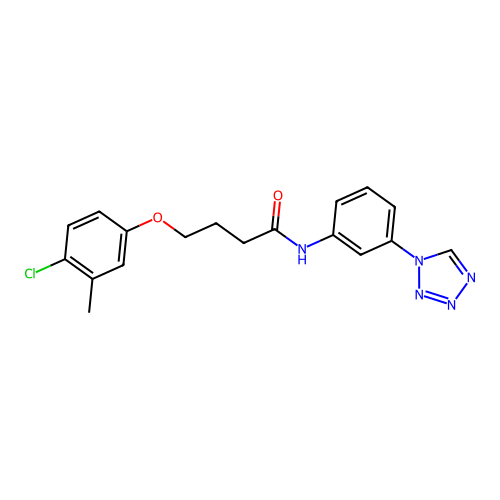 4-(4-chloro-3-methylphenoxy)-N-[3-(1H-tetrazol-1-yl)phenyl]butanamide structure