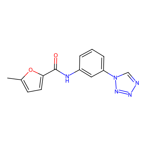 5-methyl-N-[3-(1H-tetrazol-1-yl)phenyl]furan-2-carboxamide structure