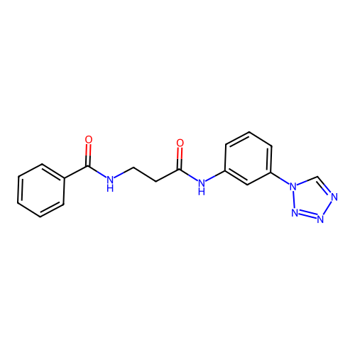 N-(3-oxo-3-{[3-(1H-tetrazol-1-yl)phenyl]amino}propyl)benzamide structure