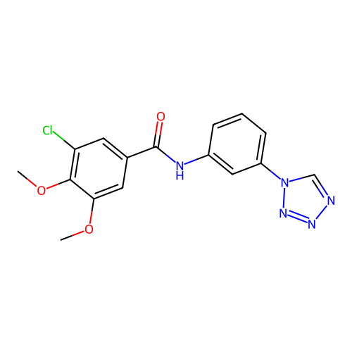 3-chloro-4,5-dimethoxy-N-[3-(1H-tetrazol-1-yl)phenyl]benzamide structure