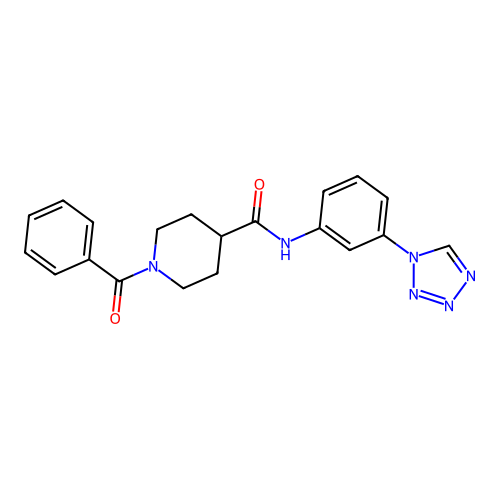 1-(phenylcarbonyl)-N-[3-(1H-tetrazol-1-yl)phenyl]piperidine-4-carboxamide structure