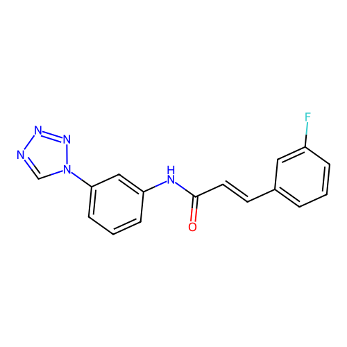 (2E)-3-(3-fluorophenyl)-N-[3-(1H-tetrazol-1-yl)phenyl]prop-2-enamide structure