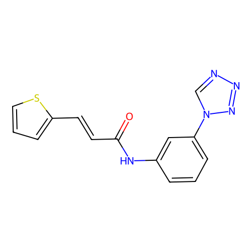 (2E)-N-[3-(1H-tetrazol-1-yl)phenyl]-3-(thiophen-2-yl)prop-2-enamide structure