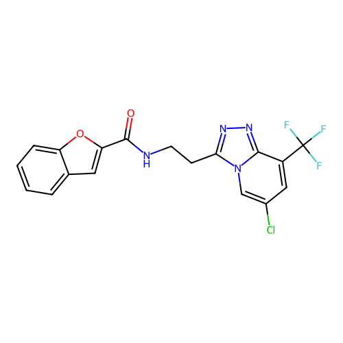 N-(2-(6-chloro-8-(trifluoromethyl)-[1,2,4]triazolo[4,3-a]pyridin-3-yl)ethyl)benzofuran-2-carboxamide structure