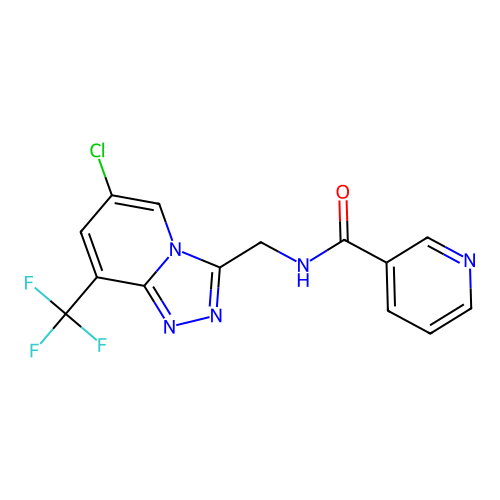 N-((6-chloro-8-(trifluoromethyl)-[1,2,4]triazolo[4,3-a]pyridin-3-yl)methyl)nicotinamide structure