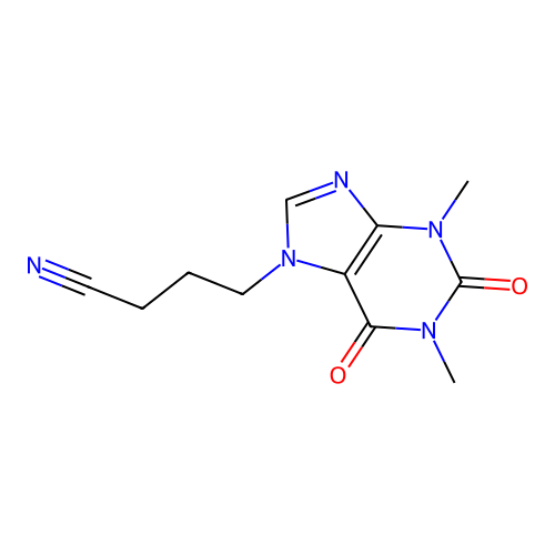 7H-Purine-7-butanenitrile, 1,2,3,6-tetrahydro-1,3-dimethyl-2,6-dioxo- structure