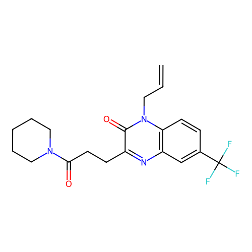 1-allyl-3-(3-oxo-3-(piperidin-1-yl)propyl)-6-(trifluoromethyl)quinoxalin-2(1H)-one structure