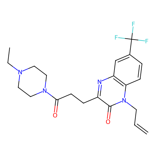 1-allyl-3-(3-(4-ethylpiperazin-1-yl)-3-oxopropyl)-6-(trifluoromethyl)quinoxalin-2(1H)-one structure