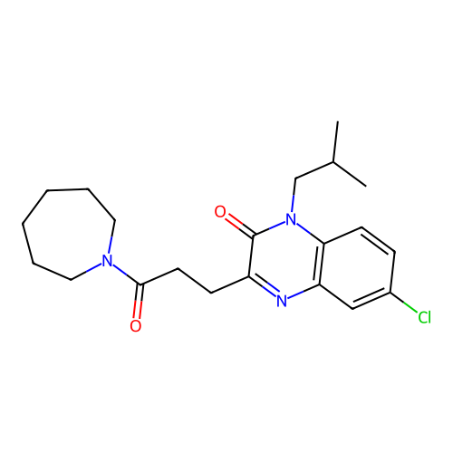 3-(3-(azepan-1-yl)-3-oxopropyl)-6-chloro-1-isobutylquinoxalin-2(1H)-one structure