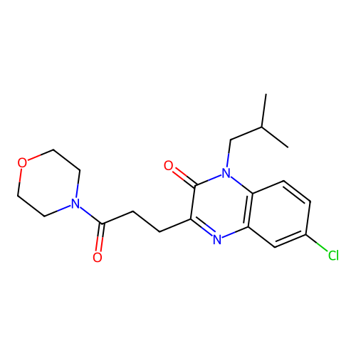 6-chloro-1-isobutyl-3-(3-morpholino-3-oxopropyl)quinoxalin-2(1H)-one structure