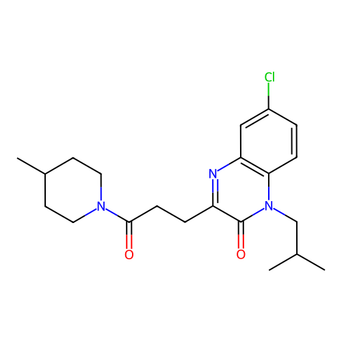 6-chloro-3-[3-(4-methylpiperidin-1-yl)-3-oxopropyl]-1-(2-methylpropyl)quinoxalin-2(1H)-one structure