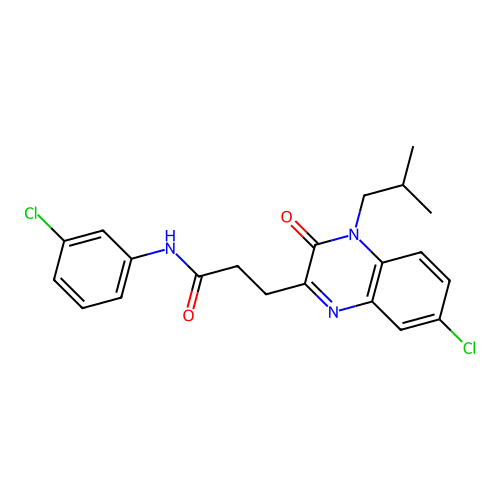3-(7-chloro-4-isobutyl-3-oxo-3,4-dihydroquinoxalin-2-yl)-N-(3-chlorophenyl)propanamide structure