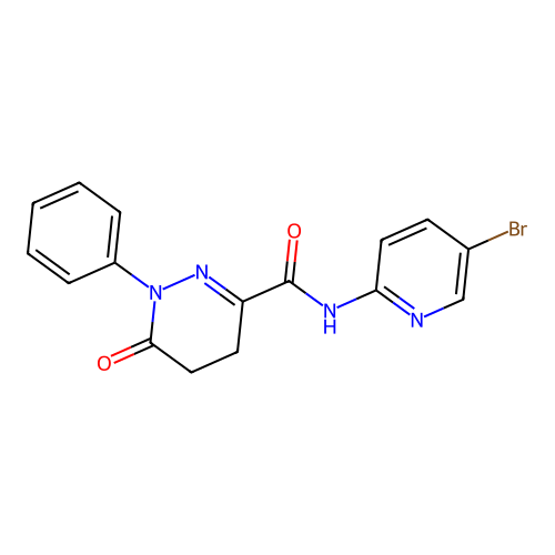 N-(5-bromopyridin-2-yl)-6-oxo-1-phenyl-1,4,5,6-tetrahydropyridazine-3-carboxamide structure