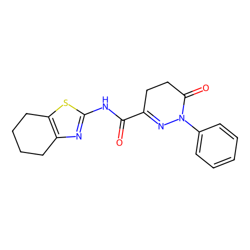 6-oxo-1-phenyl-N-[(2E)-4,5,6,7-tetrahydro-1,3-benzothiazol-2(3H)-ylidene]-1,4,5,6-tetrahydropyridazine-3-carboxamide structure
