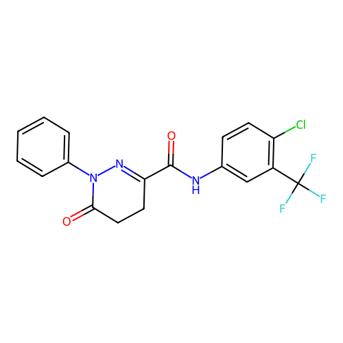 N-[4-chloro-3-(trifluoromethyl)phenyl]-6-oxo-1-phenyl-4,5-dihydropyridazine-3-carboxamide structure