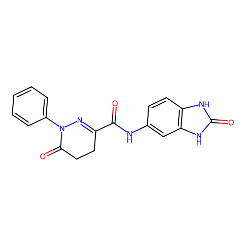 6-oxo-N-(2-oxo-2,3-dihydro-1H-benzo[d]imidazol-5-yl)-1-phenyl-1,4,5,6-tetrahydropyridazine-3-carboxamide structure