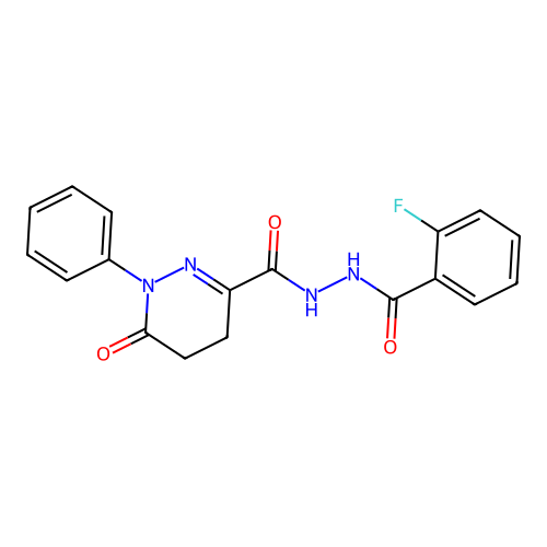 N'-(2-fluorobenzoyl)-6-oxo-1-phenyl-1,4,5,6-tetrahydropyridazine-3-carbohydrazide structure