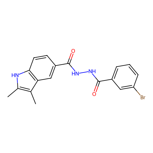 N'-[(3-bromophenyl)carbonyl]-2,3-dimethyl-1H-indole-5-carbohydrazide structure