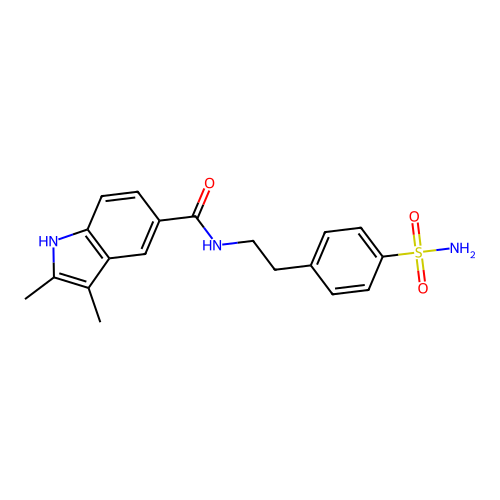 2,3-dimethyl-N-[2-(4-sulfamoylphenyl)ethyl]-1H-indole-5-carboxamide structure