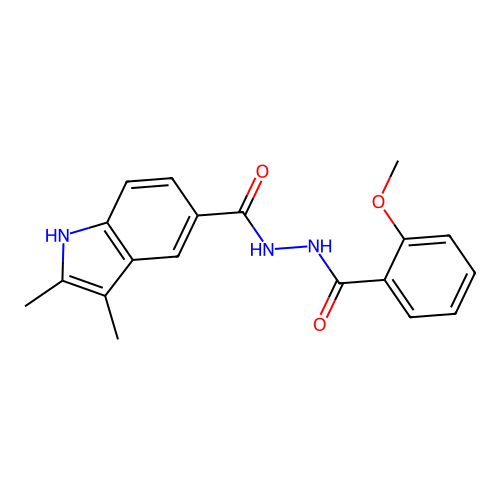 N'-(2-methoxybenzoyl)-2,3-dimethyl-1H-indole-5-carbohydrazide structure