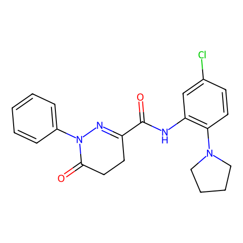 N-[5-chloro-2-(pyrrolidin-1-yl)phenyl]-6-oxo-1-phenyl-1,4,5,6-tetrahydropyridazine-3-carboxamide structure
