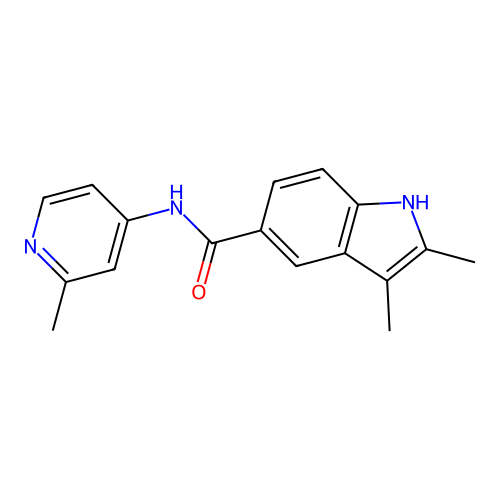 2,3-dimethyl-N-(2-methylpyridin-4-yl)-1H-indole-5-carboxamide structure