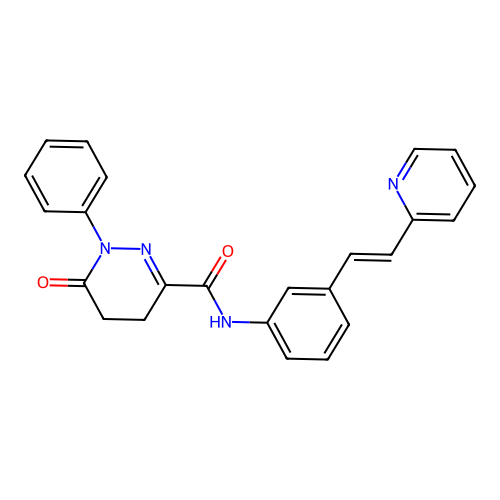 (E)-6-oxo-1-phenyl-N-(3-(2-(pyridin-2-yl)vinyl)phenyl)-1,4,5,6-tetrahydropyridazine-3-carboxamide structure
