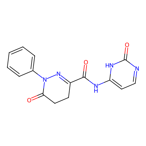 6-oxo-N-(2-oxo-2,3-dihydropyrimidin-4-yl)-1-phenyl-1,4,5,6-tetrahydropyridazine-3-carboxamide structure