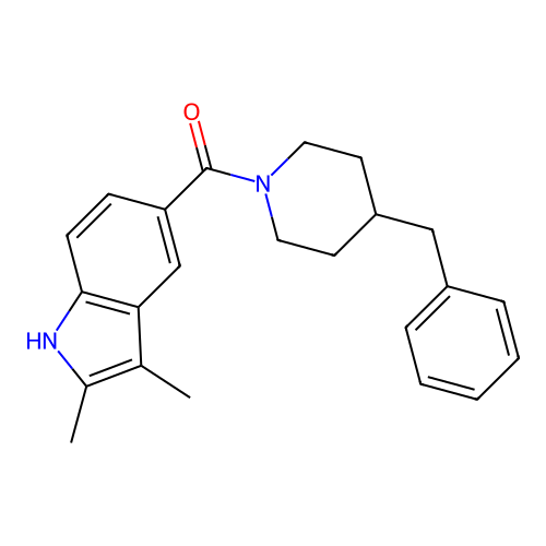 (4-benzylpiperidin-1-yl)(2,3-dimethyl-1H-indol-5-yl)methanone structure