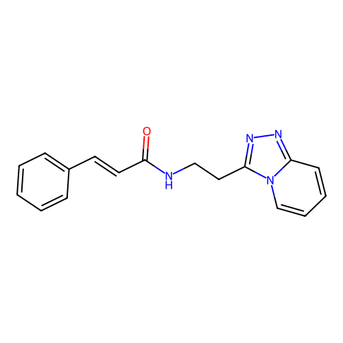 (2E)-3-phenyl-N-[2-([1,2,4]triazolo[4,3-a]pyridin-3-yl)ethyl]prop-2-enamide structure
