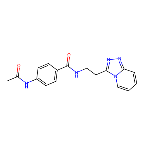 4-(acetylamino)-N-[2-([1,2,4]triazolo[4,3-a]pyridin-3-yl)ethyl]benzamide structure