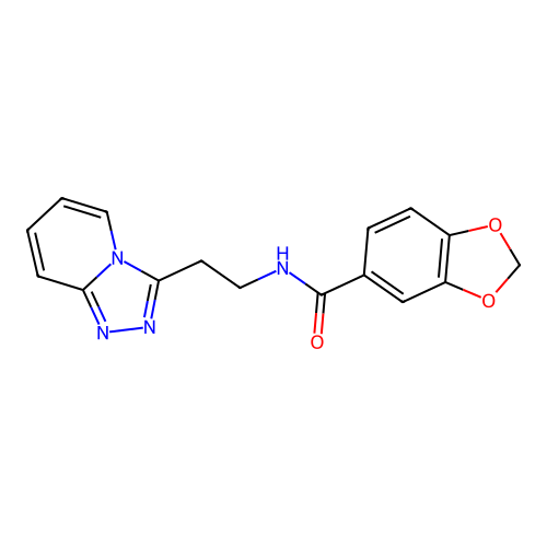 N-[2-([1,2,4]triazolo[4,3-a]pyridin-3-yl)ethyl]-1,3-benzodioxole-5-carboxamide structure