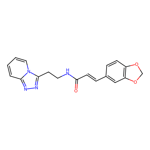 (2E)-3-(1,3-benzodioxol-5-yl)-N-[2-([1,2,4]triazolo[4,3-a]pyridin-3-yl)ethyl]prop-2-enamide structure