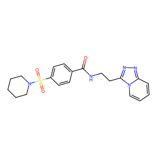 4-(piperidin-1-ylsulfonyl)-N-[2-([1,2,4]triazolo[4,3-a]pyridin-3-yl)ethyl]benzamide structure