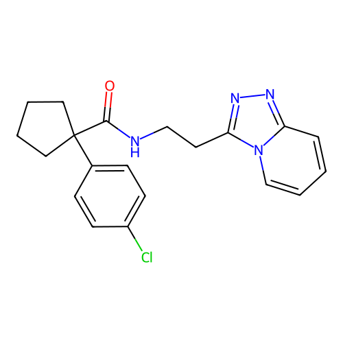 1-(4-chlorophenyl)-N-[2-([1,2,4]triazolo[4,3-a]pyridin-3-yl)ethyl]cyclopentanecarboxamide structure