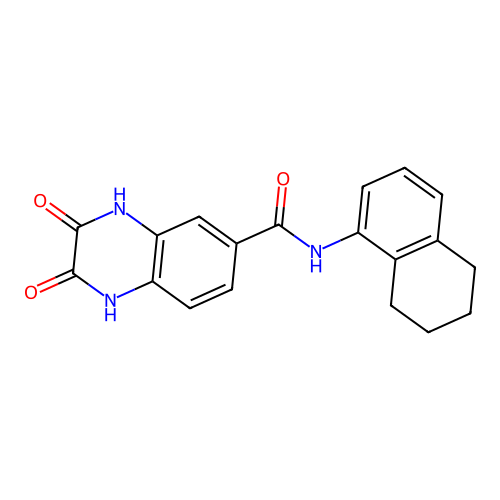 2,3-dioxo-N-(5,6,7,8-tetrahydronaphthalen-1-yl)-1,2,3,4-tetrahydroquinoxaline-6-carboxamide structure
