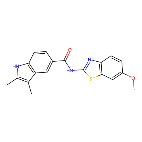 N-(6-methoxy-1,3-benzothiazol-2-yl)-2,3-dimethyl-1H-indole-5-carboxamide structure