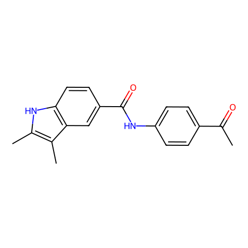 N-(4-acetylphenyl)-2,3-dimethyl-1H-indole-5-carboxamide structure