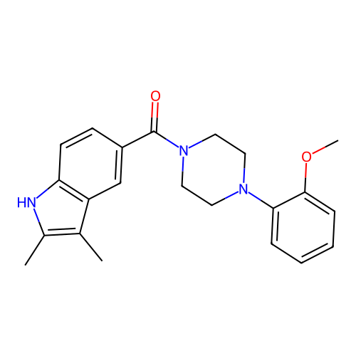 (2,3-dimethyl-1H-indol-5-yl)(4-(2-methoxyphenyl)piperazin-1-yl)methanone structure