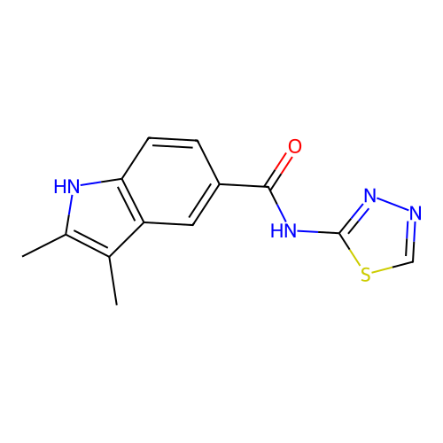 2,3-dimethyl-N-(1,3,4-thiadiazol-2-yl)-1H-indole-5-carboxamide structure