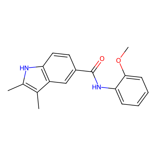 N-(2-methoxyphenyl)-2,3-dimethyl-1H-indole-5-carboxamide structure