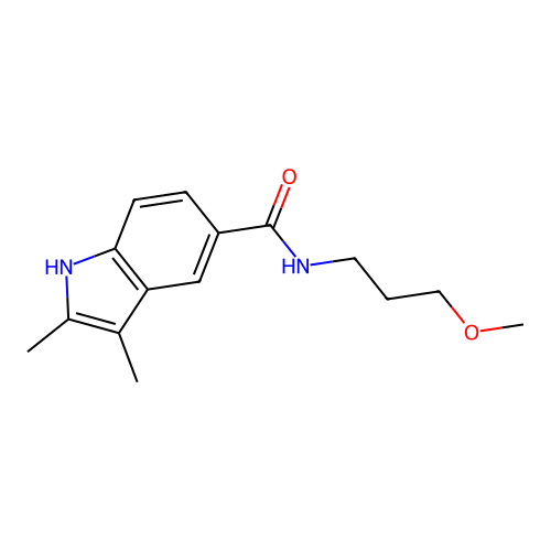N-(3-methoxypropyl)-2,3-dimethyl-1H-indole-5-carboxamide structure
