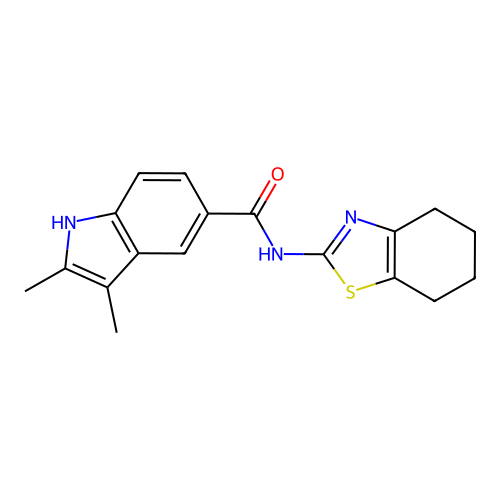 2,3-dimethyl-N-(4,5,6,7-tetrahydro-1,3-benzothiazol-2-yl)-1H-indole-5-carboxamide structure